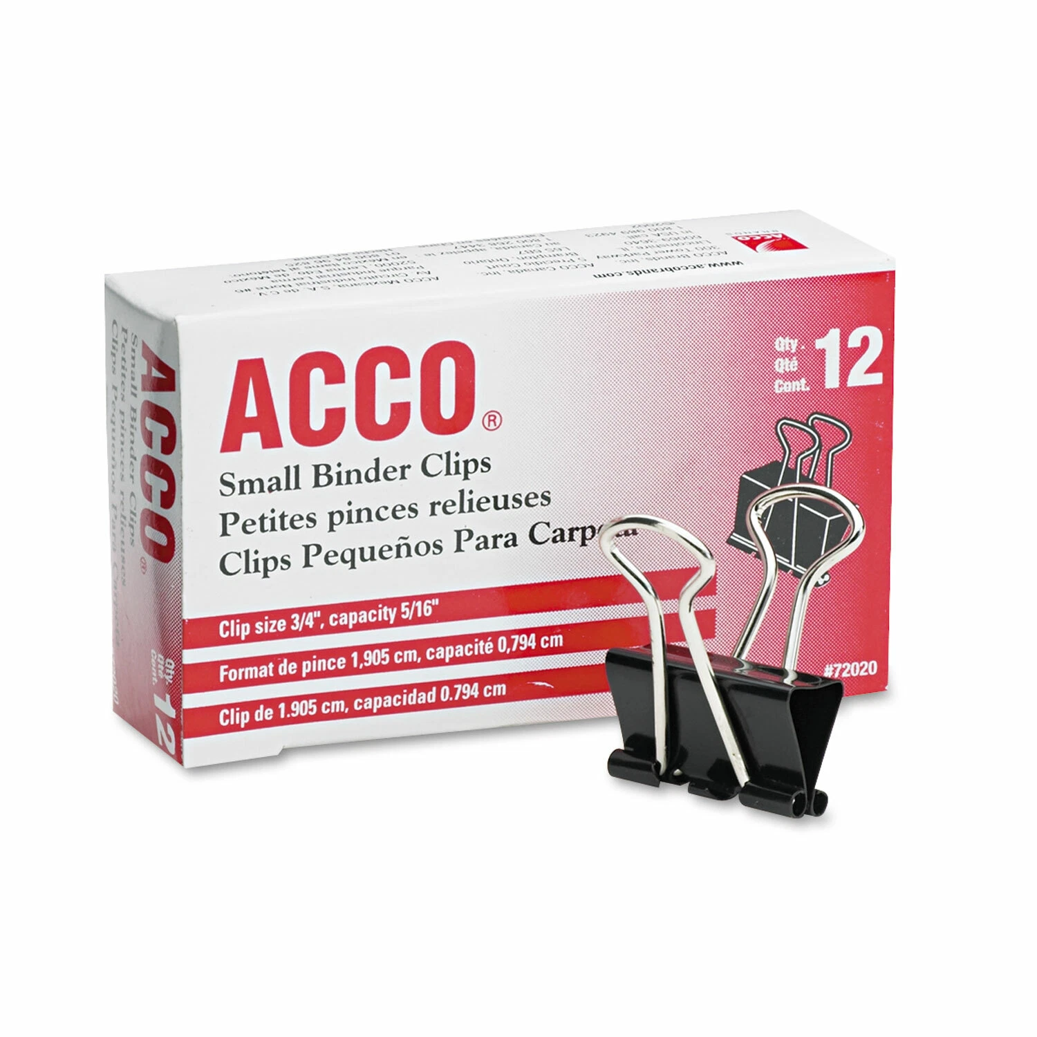 Acco Binder Clips, Small, Black/Silver, Dozen, Tempered Steel, Extra-Strong Hold