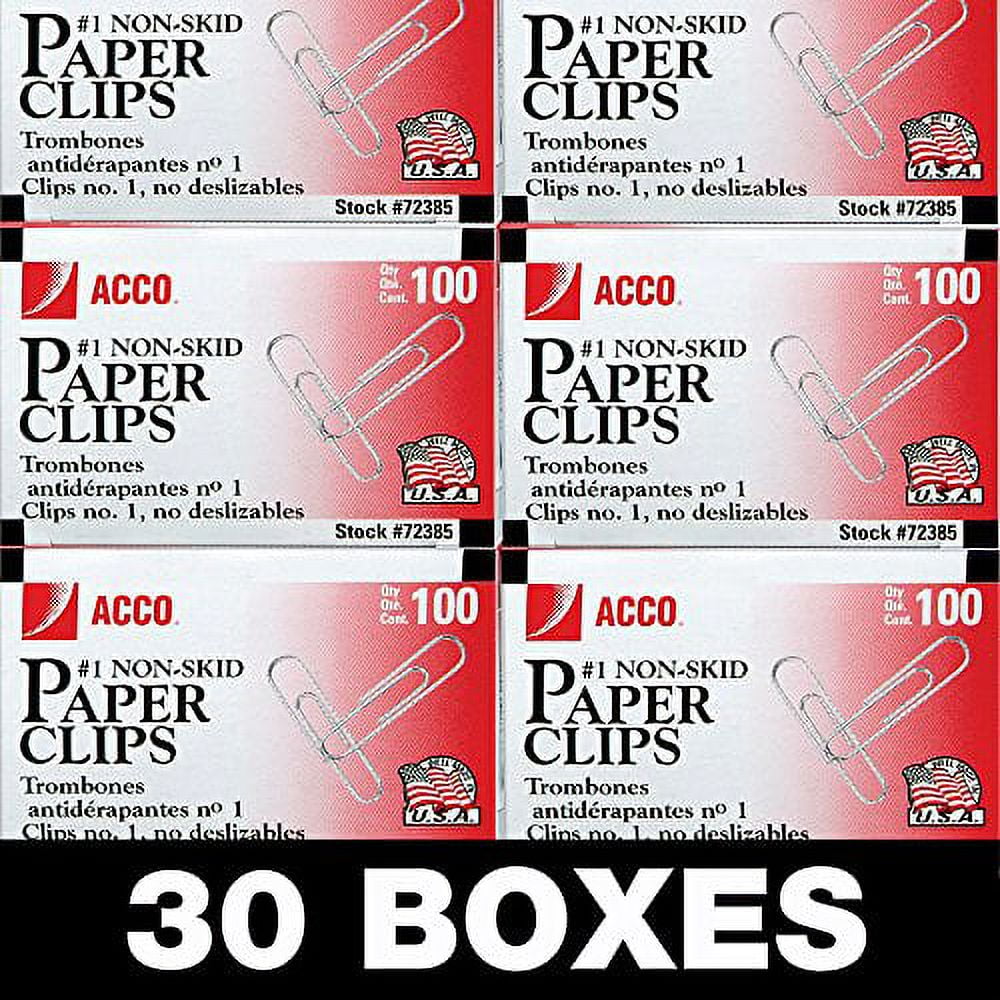 Acco Brands Paper Clips Economy, 1 Size, 3000 Paper Clips, 100 per Box