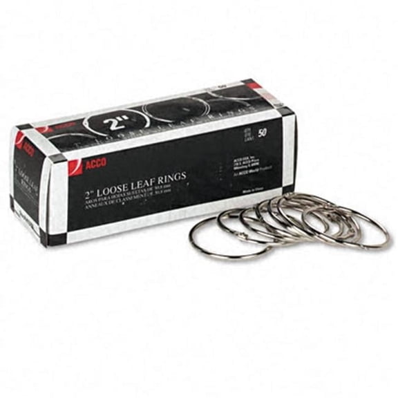 Acco Metal Book Rings 2 Diameter 50 Rings per Box