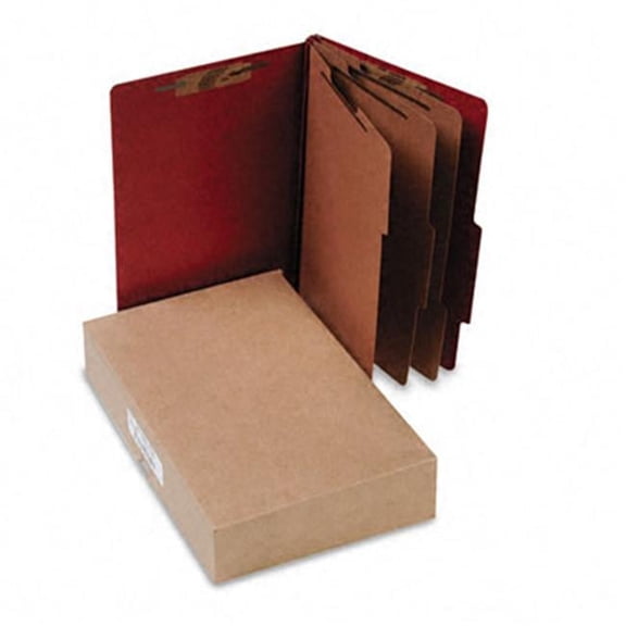 Acco  Pressboard 25-Point Classification Folder Lgl 8-Section Earth Red 10/bx