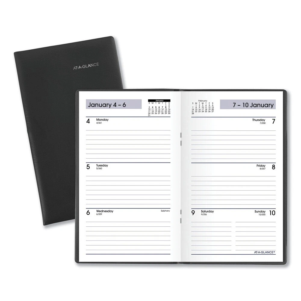 Acco Sk4800 6" X 3.5" Jan-Dec 2026 Weekly Pocket Planner - Black Cover New