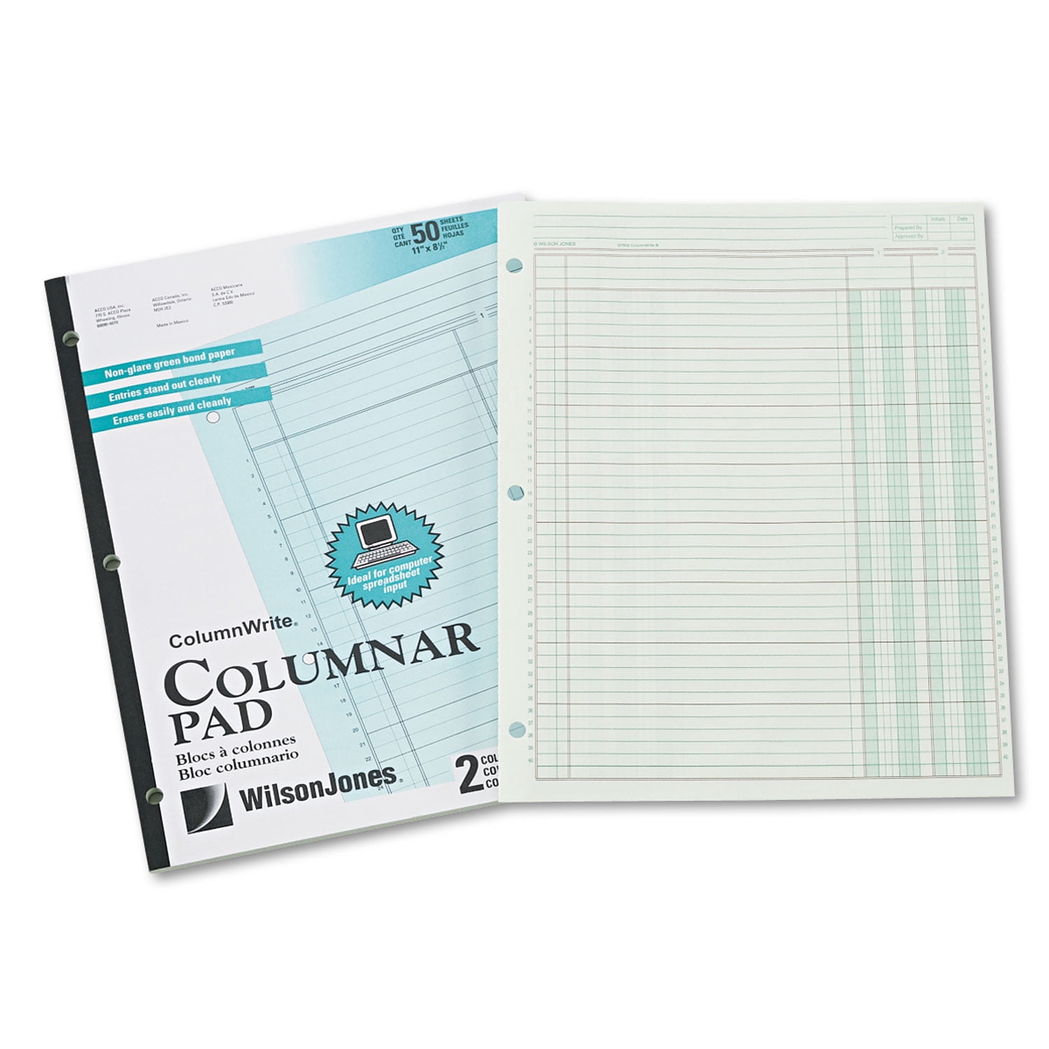 Acco WG7202Aunting Pad, Two Eight-unit Columns, 8-1/2 X 11, 50-sheet ...