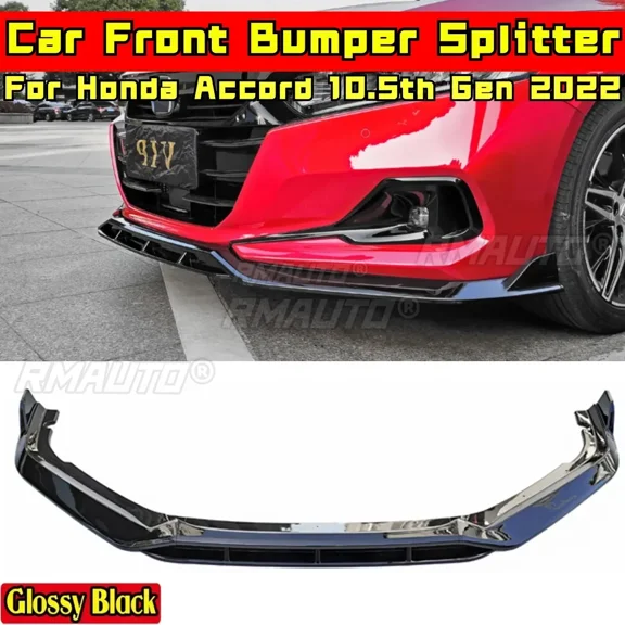 Accord Front Bumper Lip Matte Black Sport Style Bumper Spoiler Guard Body Kit For Honda Accord 10.5th Gen 2022 Car Accessories