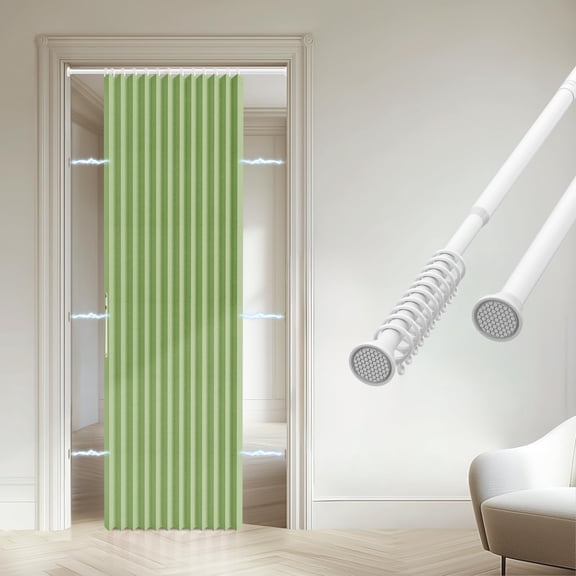 Accordian Door Instant Install Accordion Rod Included And Light Control For Doors Green 74" W X 78" L