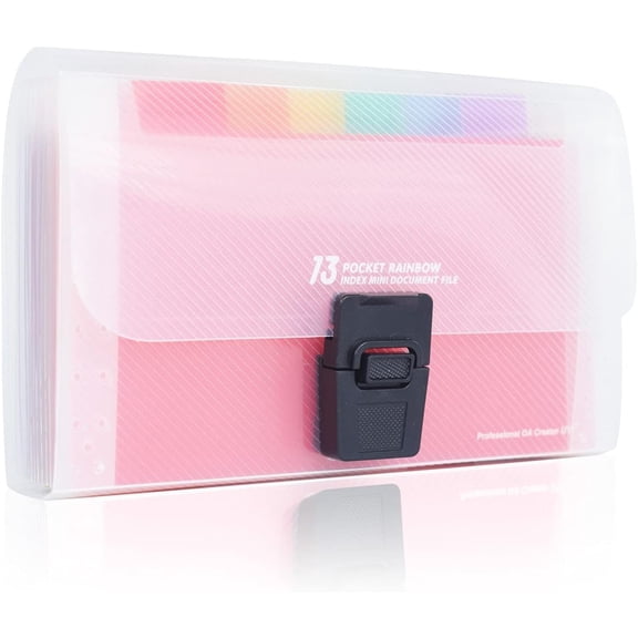 Accordian File Organizer, Coupon Organizer, Folder Organizer Mini Organizer Wallet for Coupons, Receipts, Cash, Tax Item or Changes,7x4.5 in 13 Pockets with Tabs Check Case(Caise)