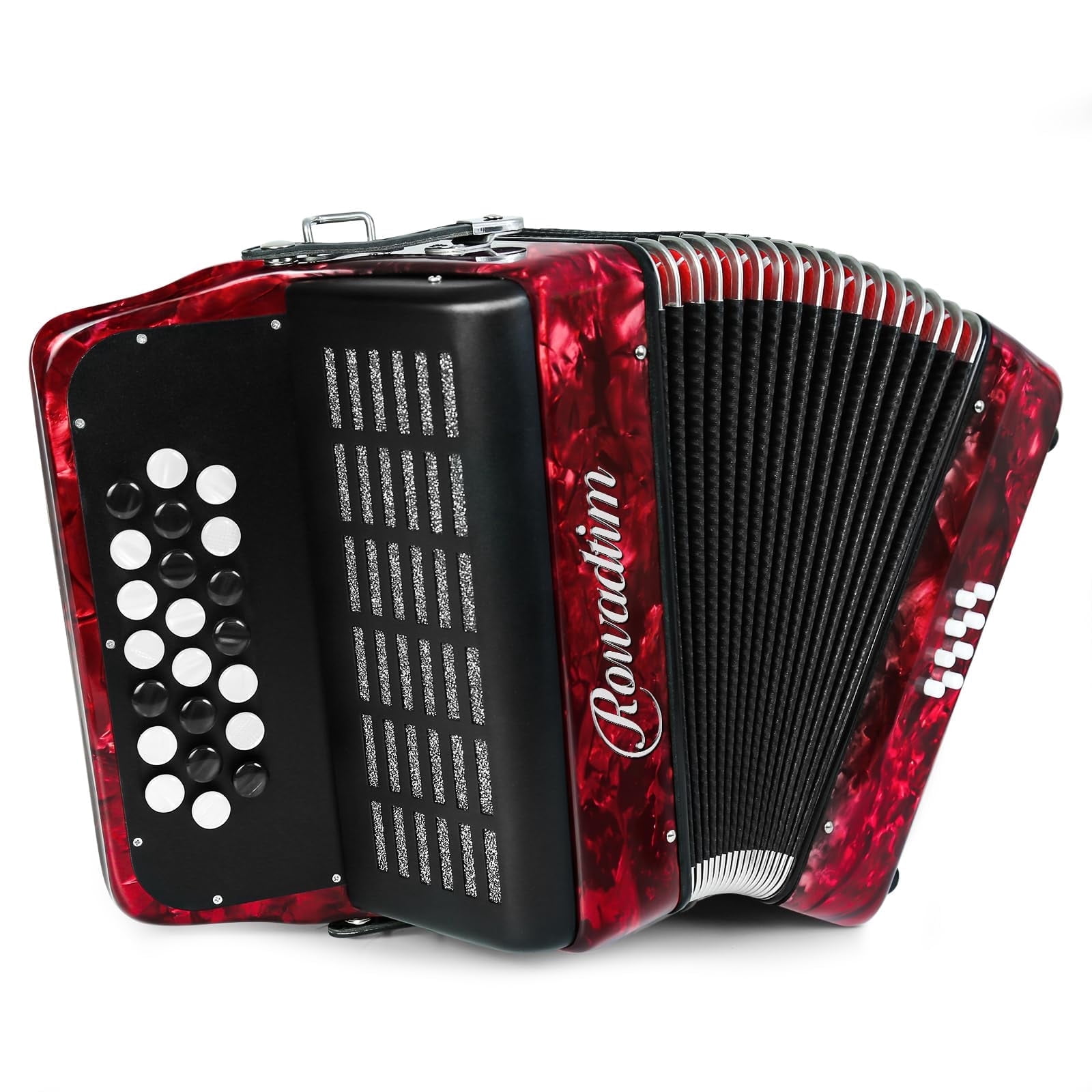 Accordion - 22 Keys 8 Bass, Lightweight Piano Accordion for Beginners, Vibrant Design for Beginners and Adults for Easy Learning (8 Bass,Red)