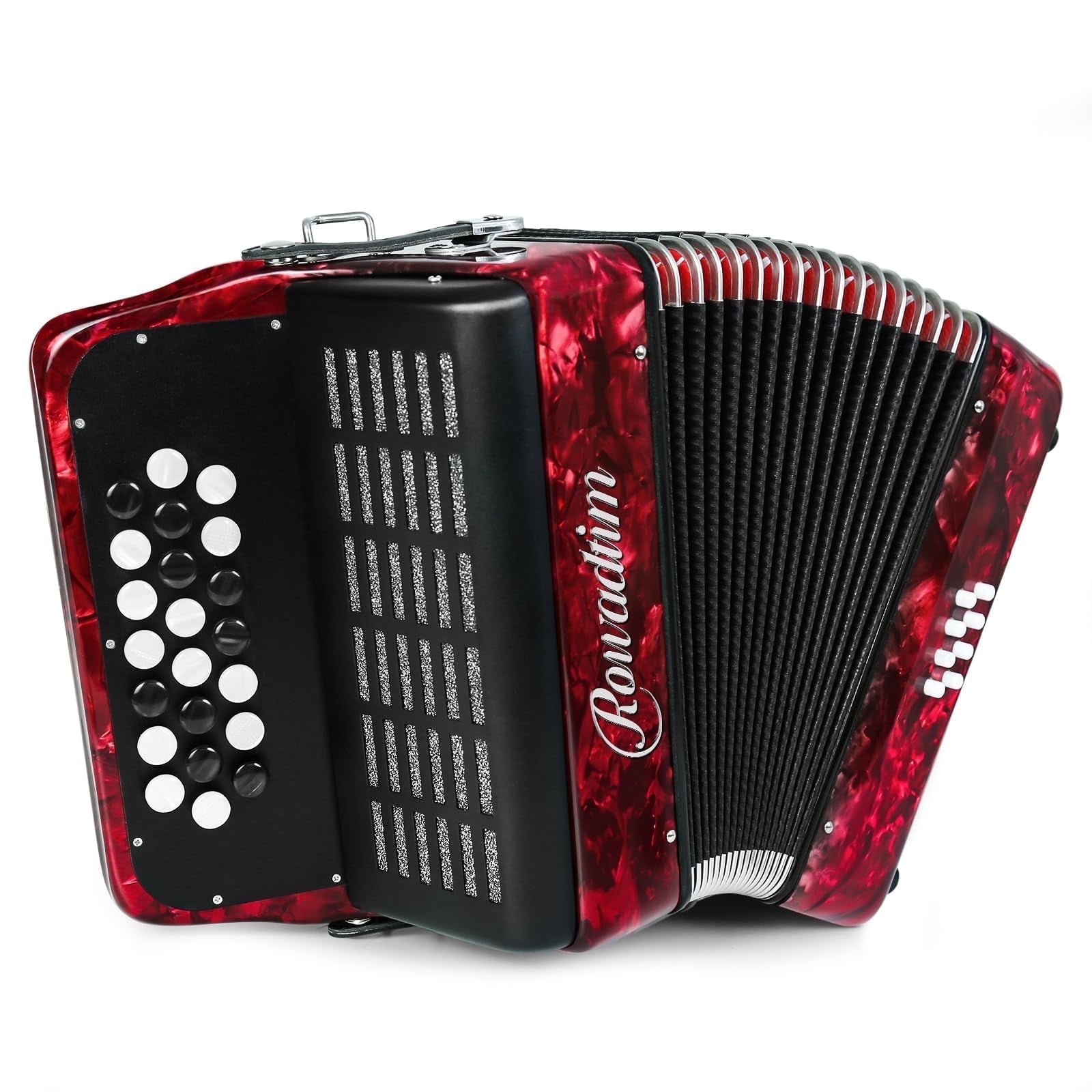 Accordion - 22 Keys 8 Bass, Lightweight Piano Accordion for Beginners, Vibrant Design for Beginners and Adults for Easy Learning (8 Bass, Red)