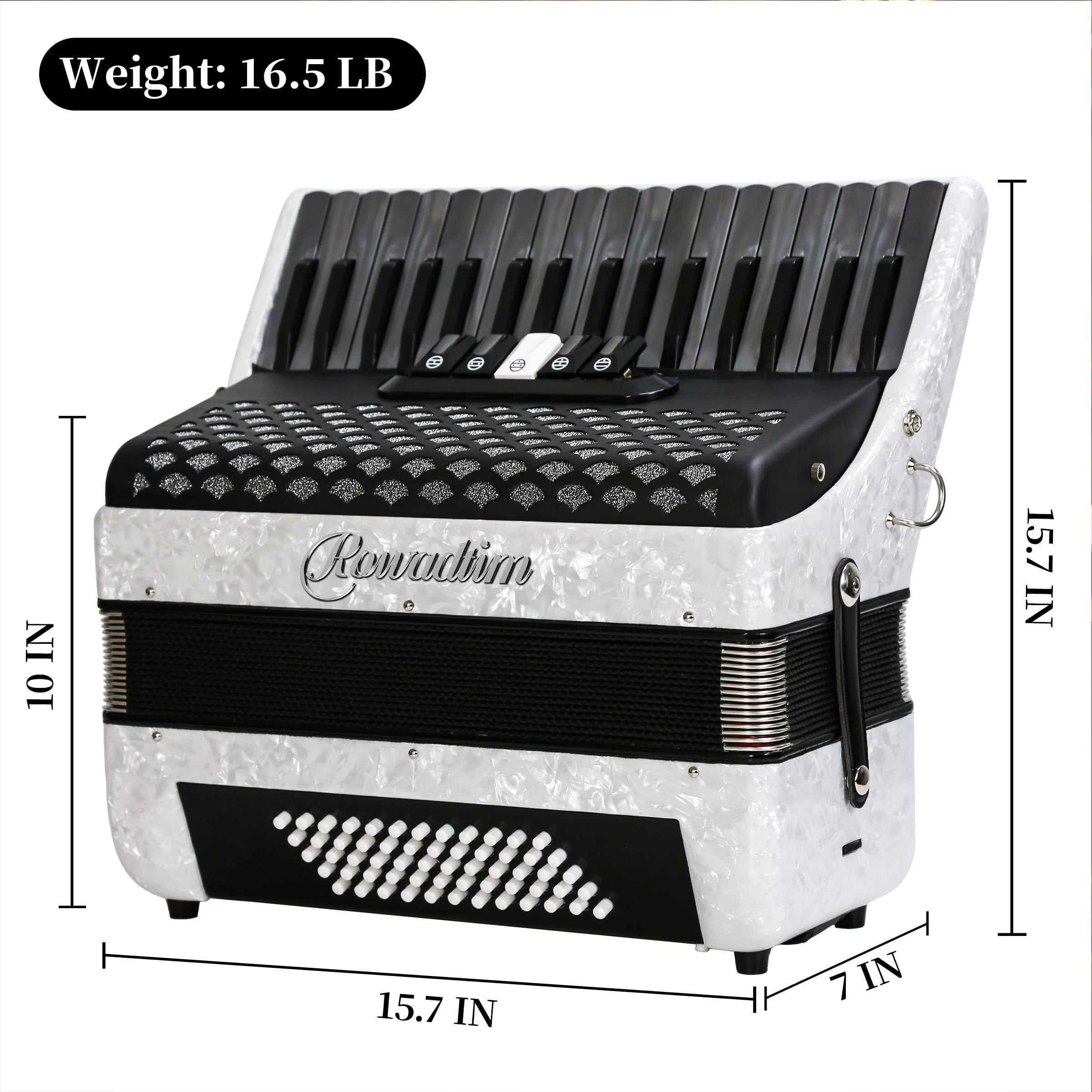 Accordion - 34 Key 60 Bass Piano Style, Lightweight & Portable with Adjustable Strap & Backpack, Perfect for Beginners, Students & Adults