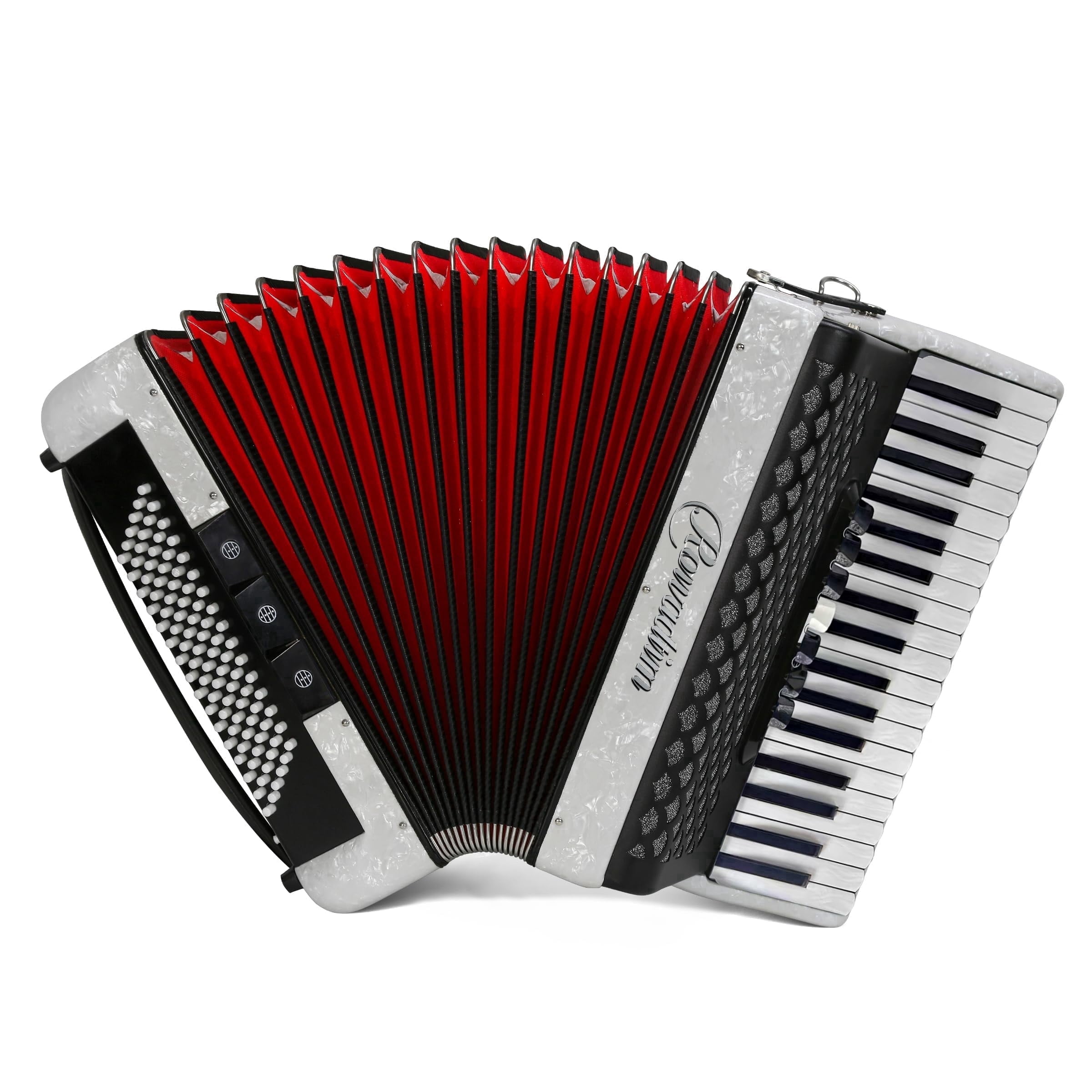 Accordion - 37 Key 96 Bass Professional Model for Beginners to Advanced Players, Includes Adjustable Strap & Backpack – Ideal for Classes, Practice & Live Performance (White-1)