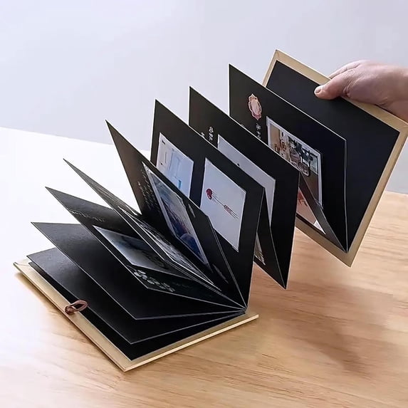 Accordion DIY Photo Album, Handmade Folding Photo Book with Multi-Layer Display for Couples Family Memories and Holiday Gift, Sturdy Design for Scrapbooking and Personalized Keepsake
