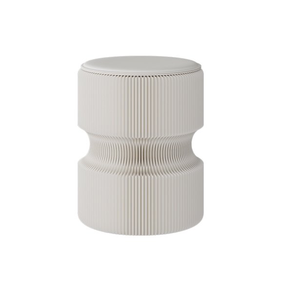 Accordion Design Portable Folding Paper Stool with PU Cushion, Multi-Functional Round Side Table, 15.7" Heigh for Home Party Office Booth Exhibition Shopping Mall