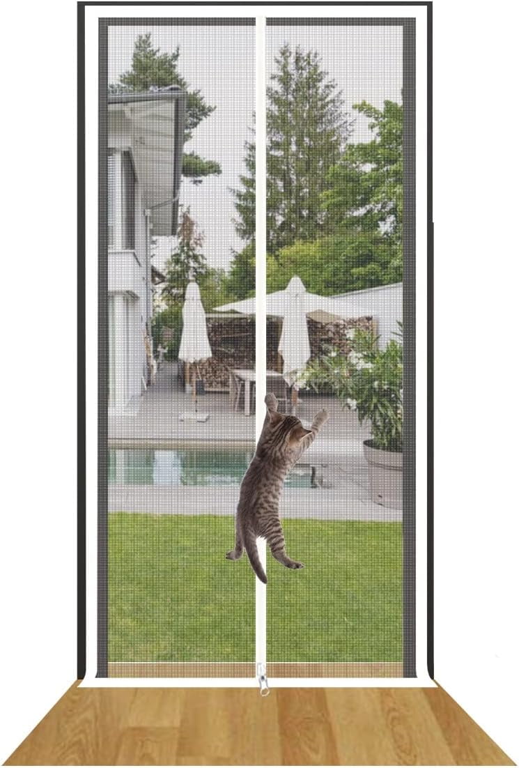 Huisdierbestendig Scherm Double Zip Cat Screen Door Heavy Duty Pet Screen Door, Voorkom Dat Honden Katten Rondrennen For De Woonkamer (Color : White, Size : 85x210cm
