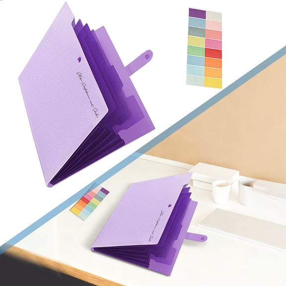 Accordion Expanding File Folder, Snap Tab Multi-pocket PP Organizer with Index Tabs for School Home Office Letter Paper Receipt Classification,12.79"×9.64",1PC,Purple