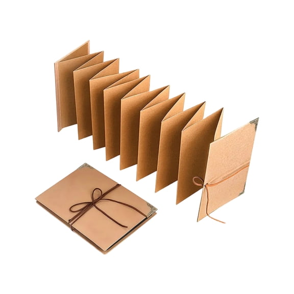 Accordion File Folder Organizer | Small Accordion Scrapbook | Brown Scrapbook for Photos Documents Crafting | Great Gift for Crafters | Durable Kraft Material