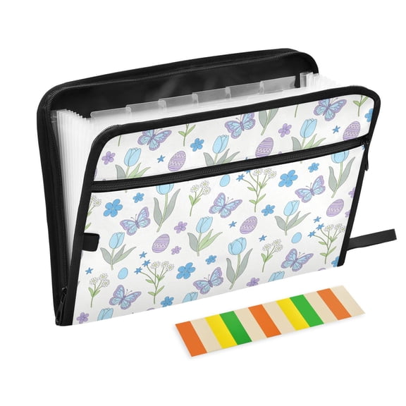 Accordion File Folder with Colorful Writable Tabs Portable Expandable File Organizer for Home Office Spring Plants and Easter Egg