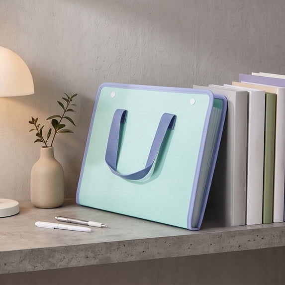 Accordion File Folder with Hand Strap and Snap Closure, A4 Expanding Plastic Organizer for Office and School