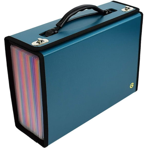 Accordion File Folders with 24 Pockets Organizer for Document Paper Storage Folder Documents Expanding Binder Folio Pocket Receipt Filing Expandable Files Dividers Labels Letter Durable Handle
