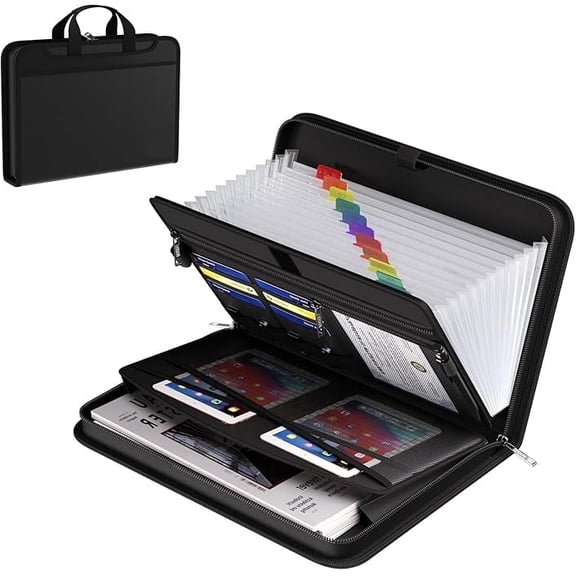Accordion Receipt Coupon Organizer,Fireproof Expanding 13 Pockets Small File Organizer Folder with Labels,Portable Home Travel Safe Storage for Check,Bill,Receipts