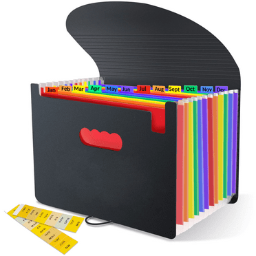 Accordion File Organizer, 13 Pockets Expanding File Folders, Portable Monthly Bill Receipt Documents Organizer, Colorful Tabs, Letter/A4 Size