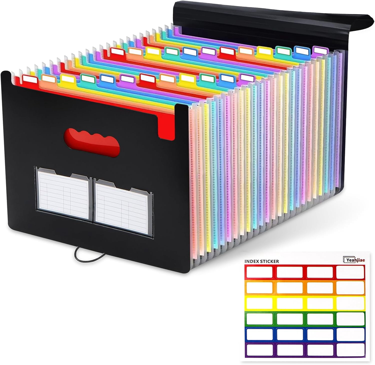 Accordion File Organizer, 25 Pockets Expanding File Folders, Portable Monthly Bill Receipt Organizer, Colorful Tabs, Desktop Folders Letter A4 Paper Document Storage for Home Office