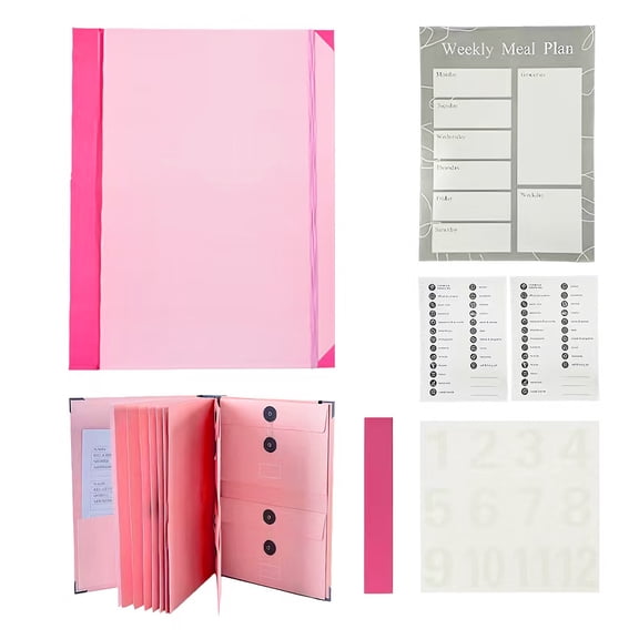 Accordion File Organizer with 8 Pockets, Expanding File Folder for Documents, A4 & Letter Size File Storage with Labels & Elastic Closure for Home, Office & Important Papers, Pink