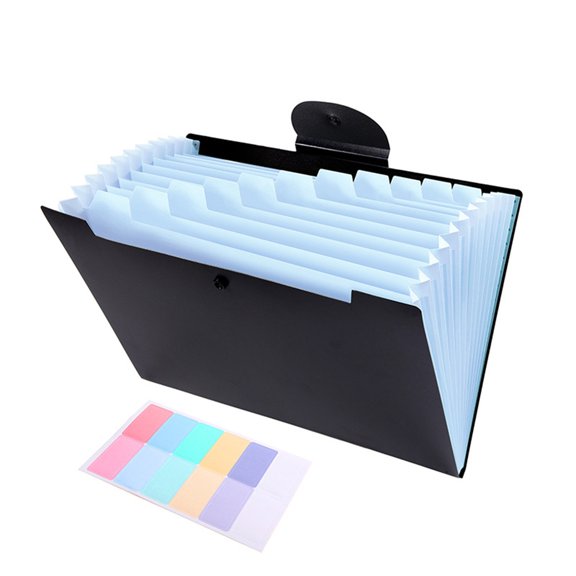 Accordion File Organizer Expanding File Folder with 12 Pockets, Portable Receipt Paper Bill Document Organizer Letter/Legal Size Filing Folder School Black Bradem