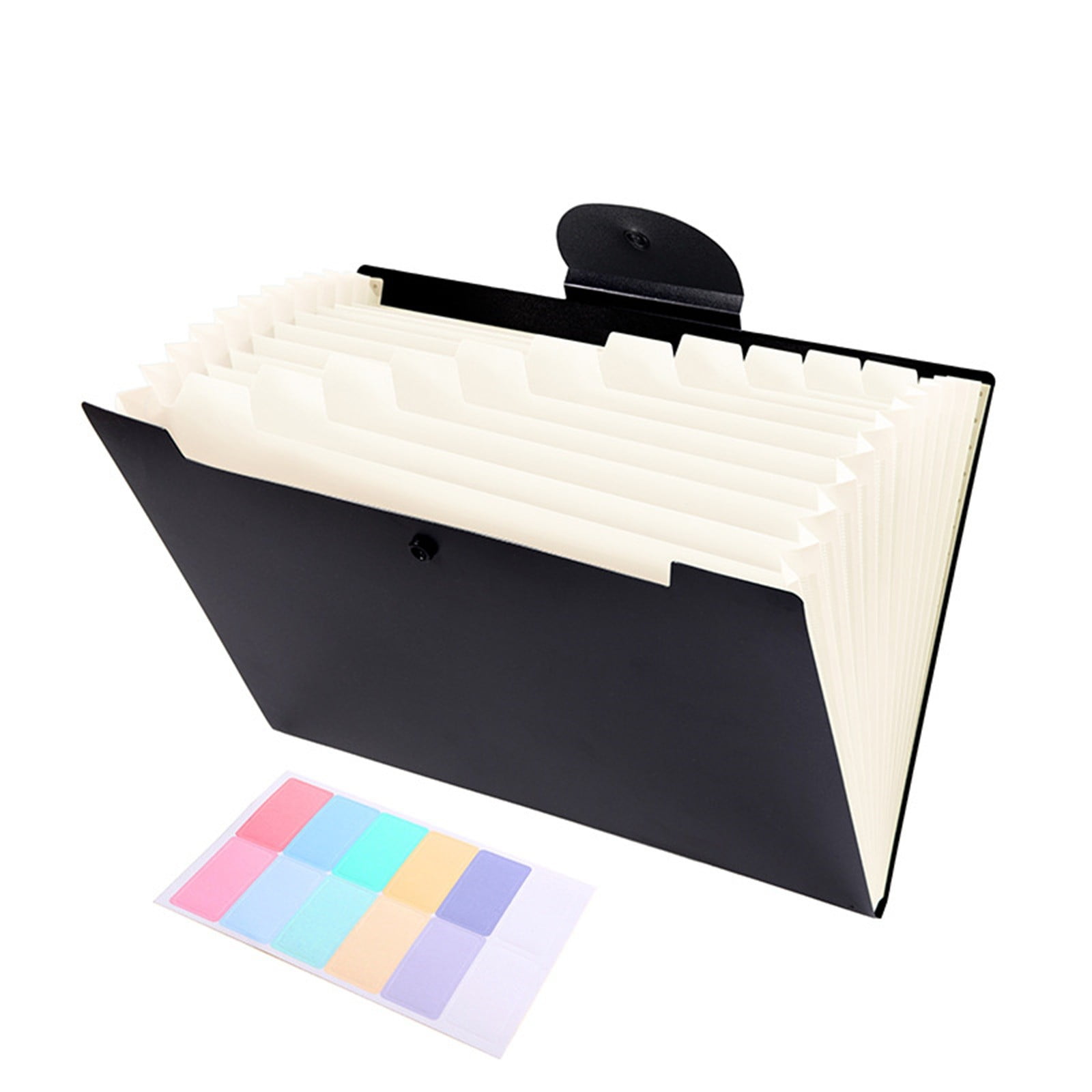 Accordion File Organizer Expanding File Folder with 12 Pockets, Portable Receipt Paper Bill Document Organizer Letter/Legal Size Filing Folder School Black Bradem