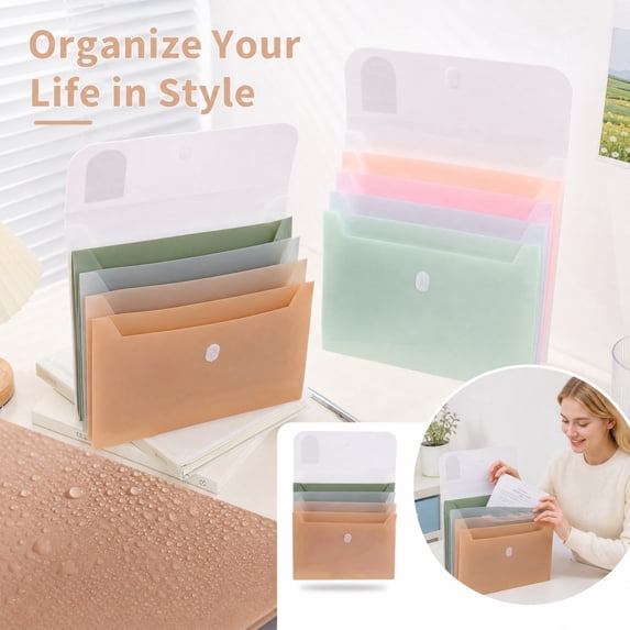 Accordion File Organizer, Expanding File Folder with 4 Pockets, Portable Receipt Paper Bill Document Organizer, Letter/A4 Size Filing Folder School Office Supplies