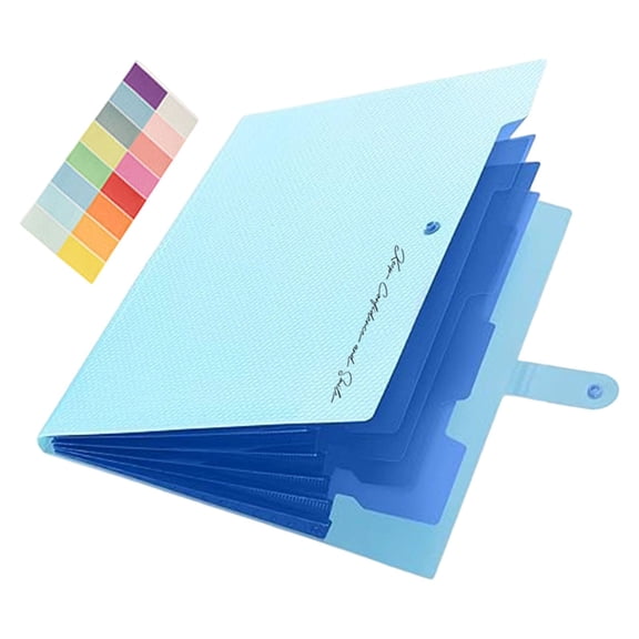 Accordion File Organizer,Expanding File Folder with Labels,5 Pocket Folders for Document,Portable Plastic Document Organizer,Letter Size Filing Folder,Expanding File Folder Organizer,Blue