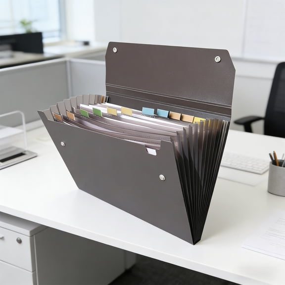 Accordion File Organizer, Fireproof Expanding File Folder with 12 Pockets Document Organizer Brown Free Size