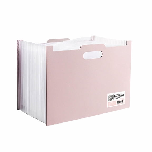 Accordion File Organizer with Handle, 13 Pockets Expanding File Folder, Portable Monthly Paper Bill Tax Receipt Organizer, Letter A4 Size Document Holder with Blank Labels, 1Pc(Pink,14x5.9x9.3")