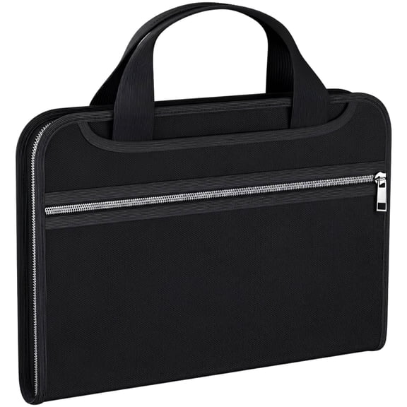 Accordion File Organizer with Handle, Fireproof Waterproof Expanding File Folder, Portable Document Organizer with Silver Zipper for A4 Letter Size Paper, Home, Office