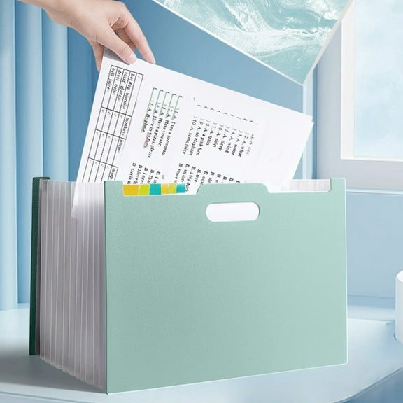 Accordion File Organizer with Handle, Portable Document Expander Folder for office, Heavy Duty Paper Storage Organizer with Expandable Compartments, Desktop Filing Solution for Papers