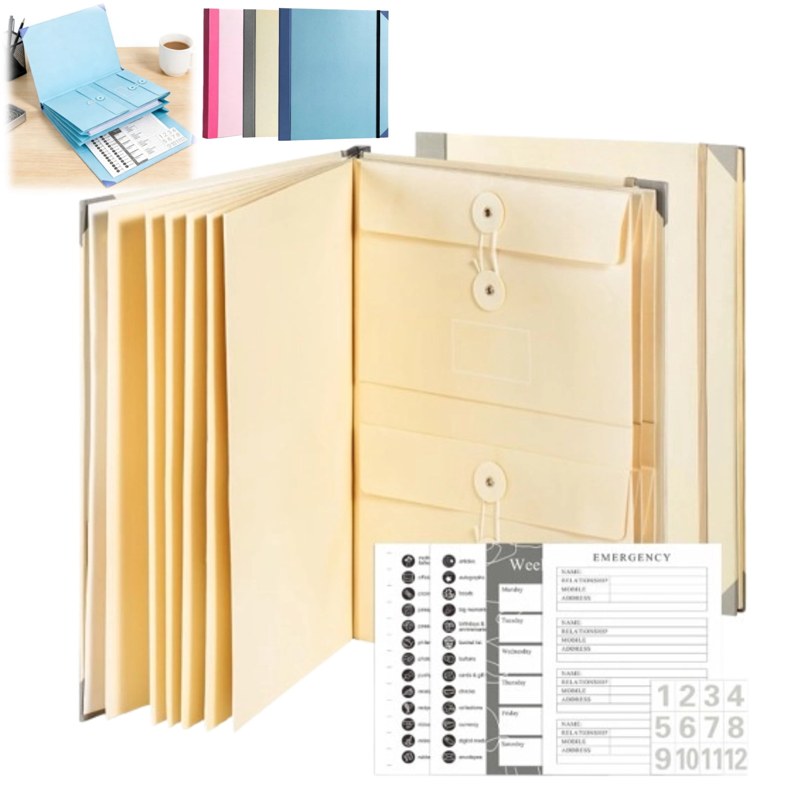 Dob Folder Accordion File Organizer Manila Pocket Document Folder, 2026 New ...