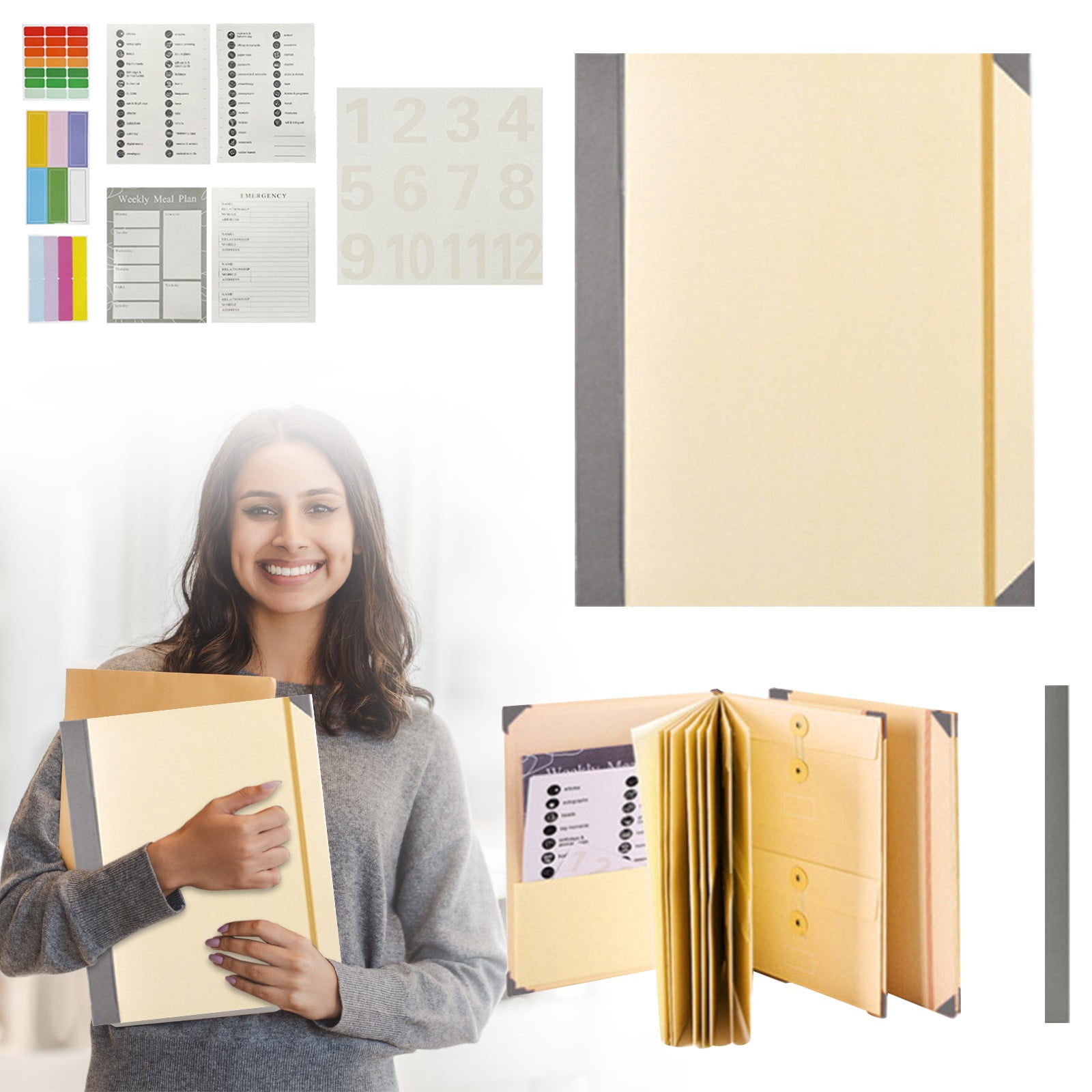 Dob Folder Accordion File Organizer with Manila Pockets - Expandable Document ...