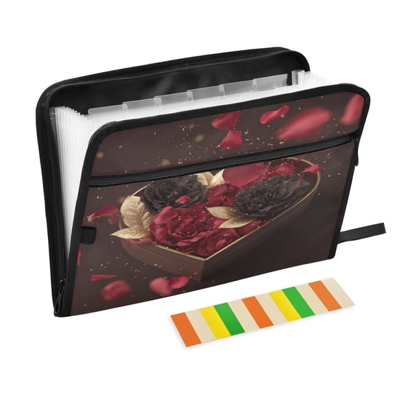 Accordion File Organizer with Zip Closure 13 Pockets Expanding File Folder Letter A4 Paper Document Organizer for Home Office Elegant Heart-shaped Gift Box