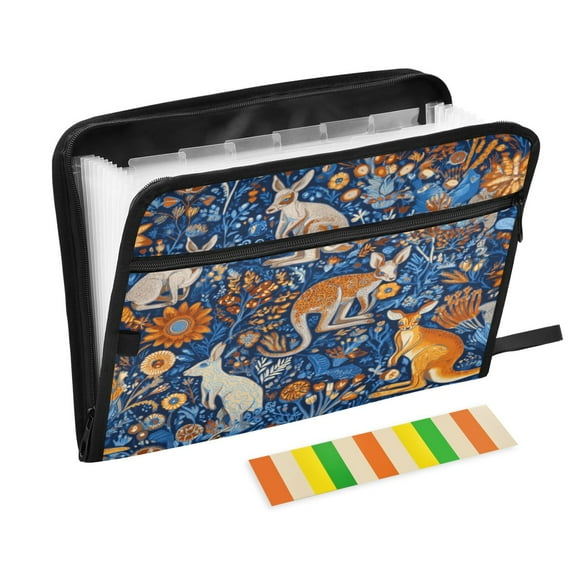 Accordion File Organizer with Zip Closure 13 Pockets Expanding File Folder Letter A4 Paper Document Organizer for Home Office Kangaroos and Koalas Animals