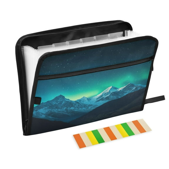 Accordion File Organizer with Zip Closure 13 Pockets Expanding File Folder Letter A4 Paper Document Organizer for Home Office Beautiful Night Sky