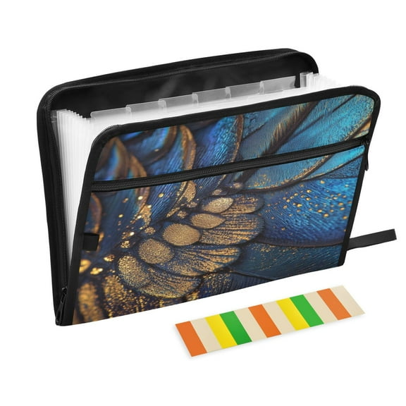 Accordion File Organizer with Zip Closure 13 Pockets Expanding File Folder Letter A4 Paper Document Organizer for Home Office Close-up Of Wings