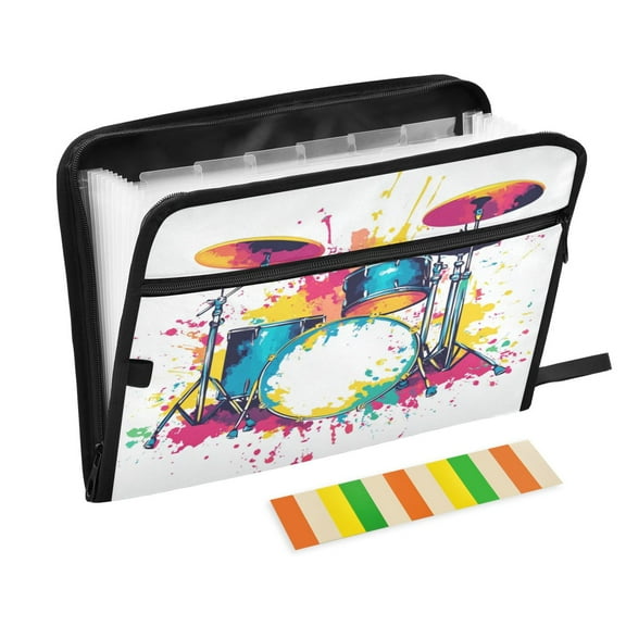 Accordion File Organizer with Zip Closure 13 Pockets Expanding File Folder Letter A4 Paper Document Organizer for Home Office Colorful Drum