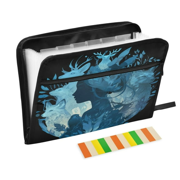 Accordion File Organizer with Zip Closure 13 Pockets Expanding File Folder Letter A4 Paper Document Organizer for Home Office Earth Goddess