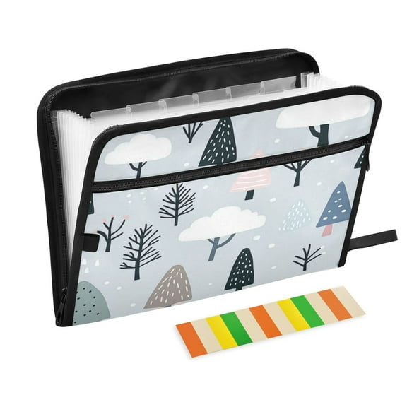 Accordion File Organizer with Zip Closure 13 Pockets Expanding File Folder Letter A4 Paper Document Organizer for Home Office Playful Tree Pattern