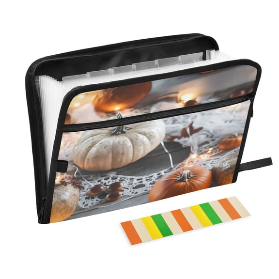 Accordion File Organizer with Zip Closure 13 Pockets Expanding File Folder Letter A4 Paper Document Organizer for Home Office Pumpkins Decorations