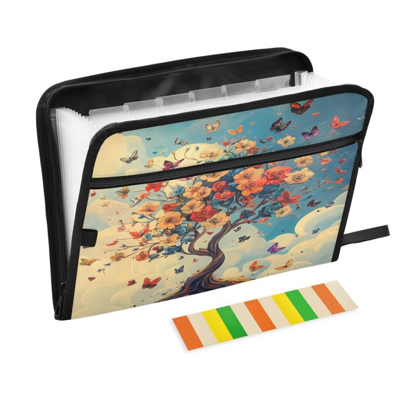 Accordion File Organizer with Zip Closure 13 Pockets Expanding File Folder Letter A4 Paper Document Organizer for Home Office The Tree Of Life