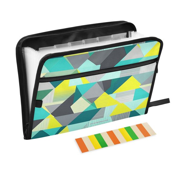 Accordion File Organizer with Zip Closure 13 Pockets Expanding File Folder Letter A4 Paper Document Organizer for Home Office Triangle
