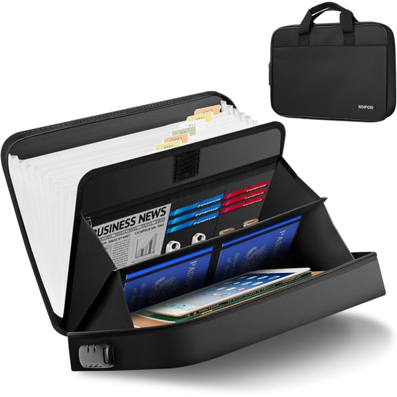 Accordion Fille Organizer with Lock,Waterproof and Fireproof Document Folder with 13 Pocket,Fireproof Safe Document File Folder for Important Document,File Money and Passport