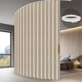 thumbnail image 1 of Accordion Folding Room Partition with Ceiling Track - Retractable Room Divider Curtain, Effortless Setup(Beige 100" W x 84" L-Pack of 1), 1 of 9