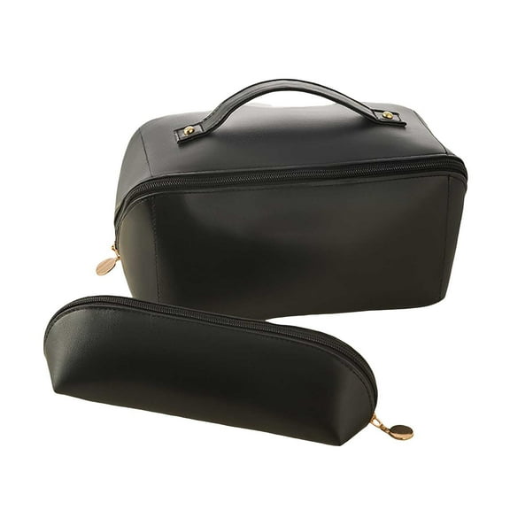 Accordion Pillow Makeup Bag PU Leather Travel Cosmetic Organizer Large Capacity Toiletry Wash Pouch