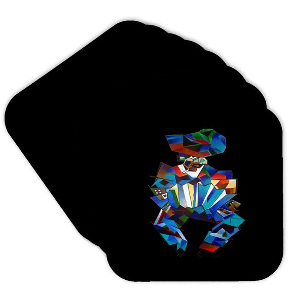 3drose, Accordion Player Isolated Cubism Style Art, Set of 8 Coasters - Soft