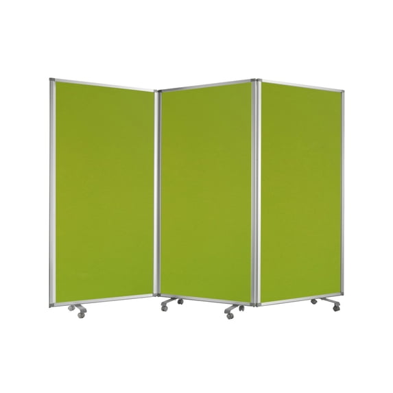 Contemporary Freestanding 3 Panel Olive Screen Room Divider With Rolling Casters